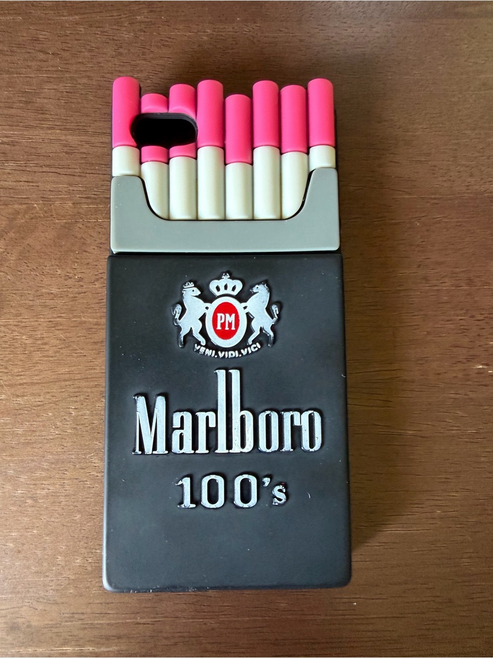 Marlboro Black Phone Case with Pink & Cream Cigarette Design